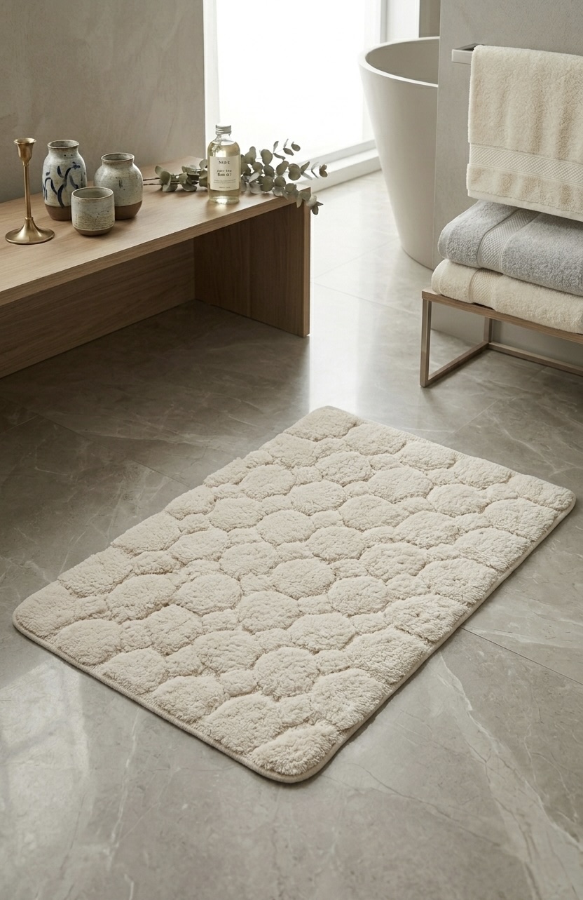 AH-BT-BM-007 Natural Cobblestone Tufted Bathmat
