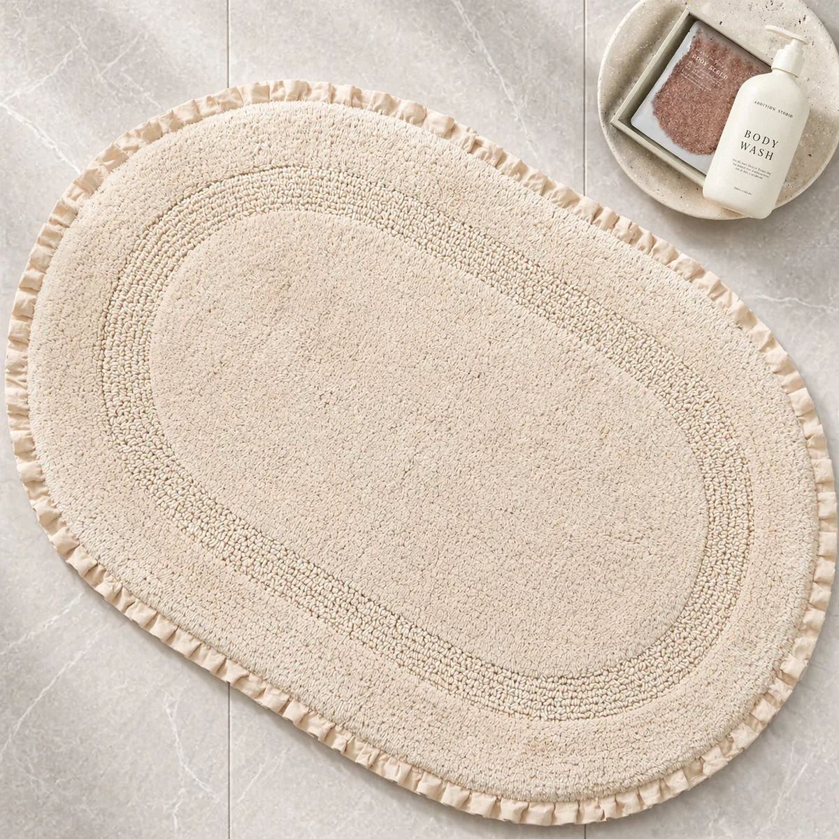 Reversible cotton bath mat