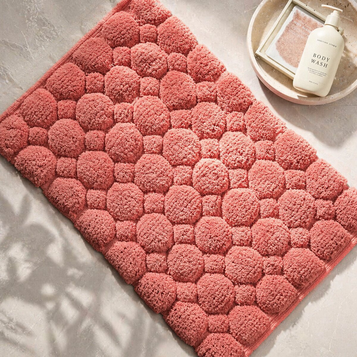 AH-BT-BM-018 Coral Pebble Stone Tufted Bathmat