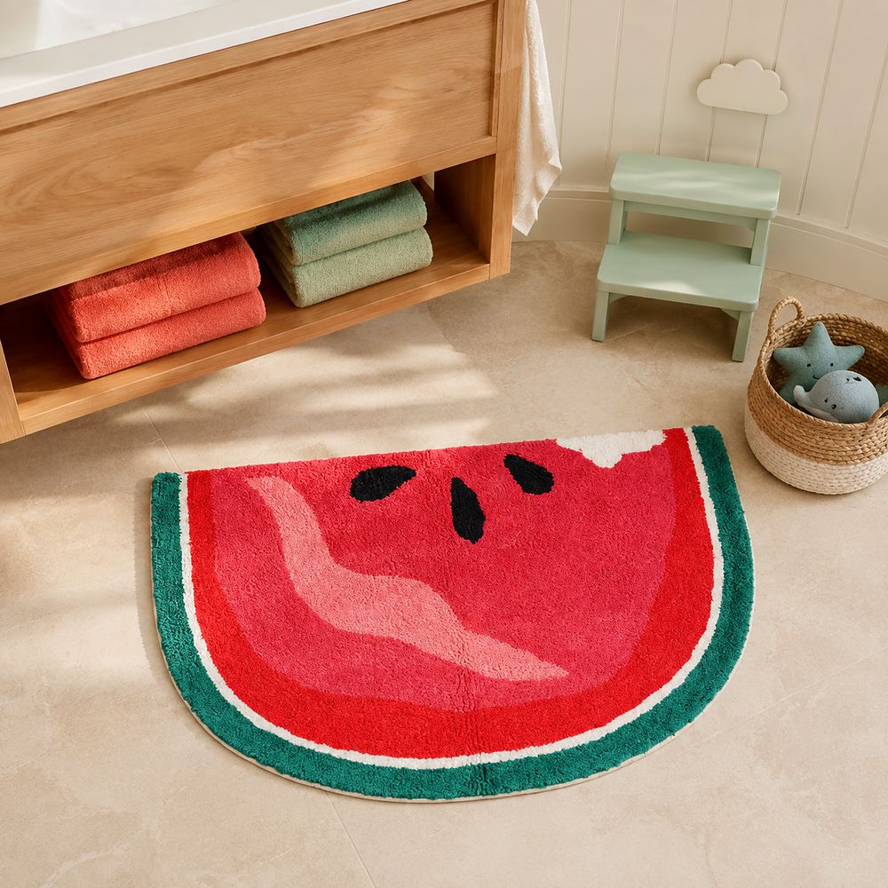 AH-BT-KM-004 Watermelon Kids' Bath Mat — cotton bath mat manufactured by Abhi Home, India