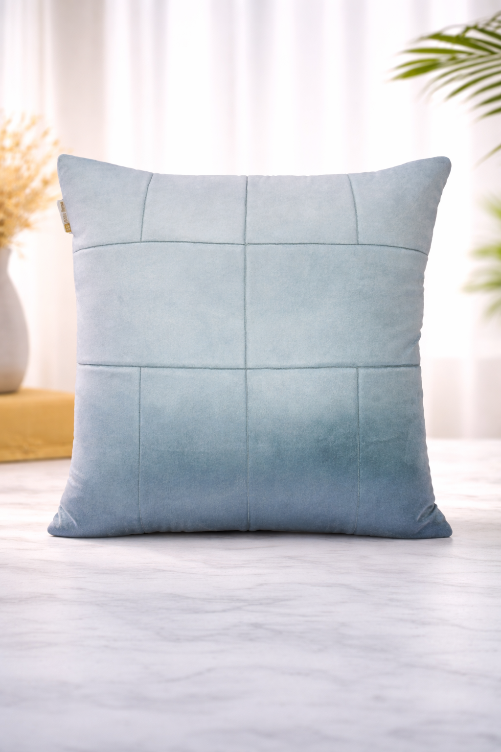 AH-10051 Dusty Blue Quilted Panel Cushion