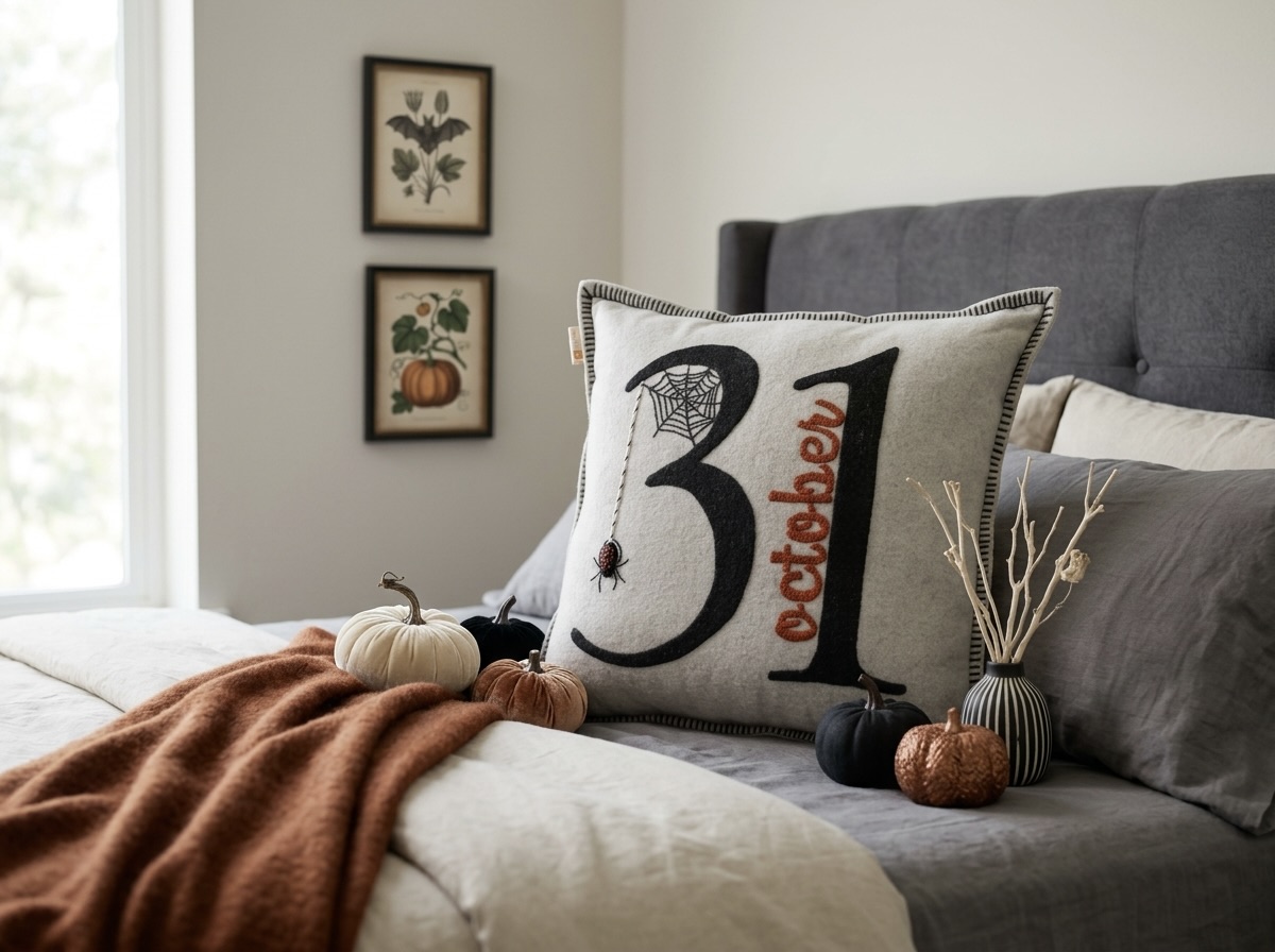 AH-HW-001 October 31 Felt Appliqué Halloween Cushion