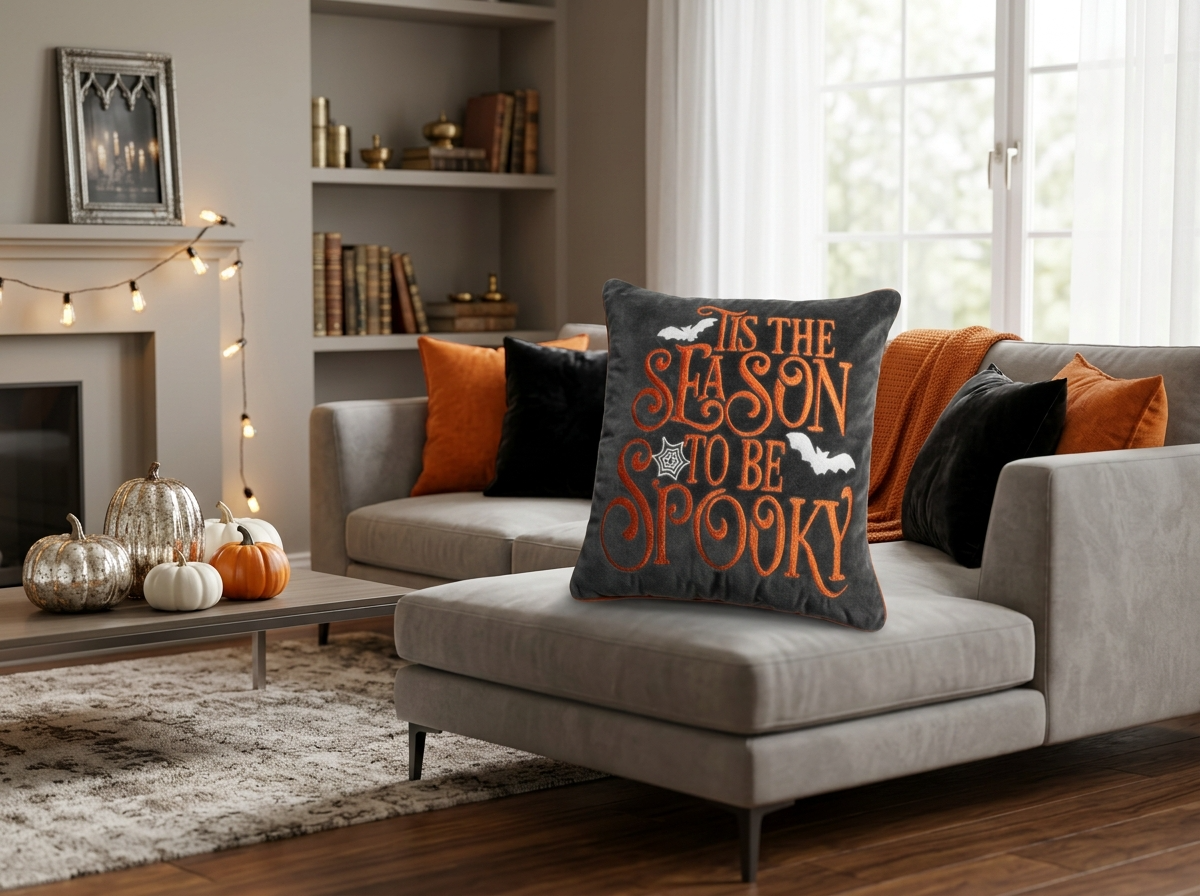 AH-HW-006 Tis the Season to be Spooky Embroidered Cushion