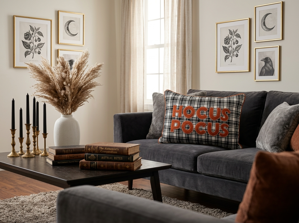 AH-HW-007 Hocus Pocus Plaid Lumbar Cushion