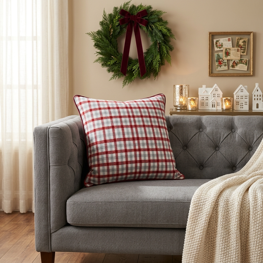 AH-XM-004 Christmas Plaid Square Cushion