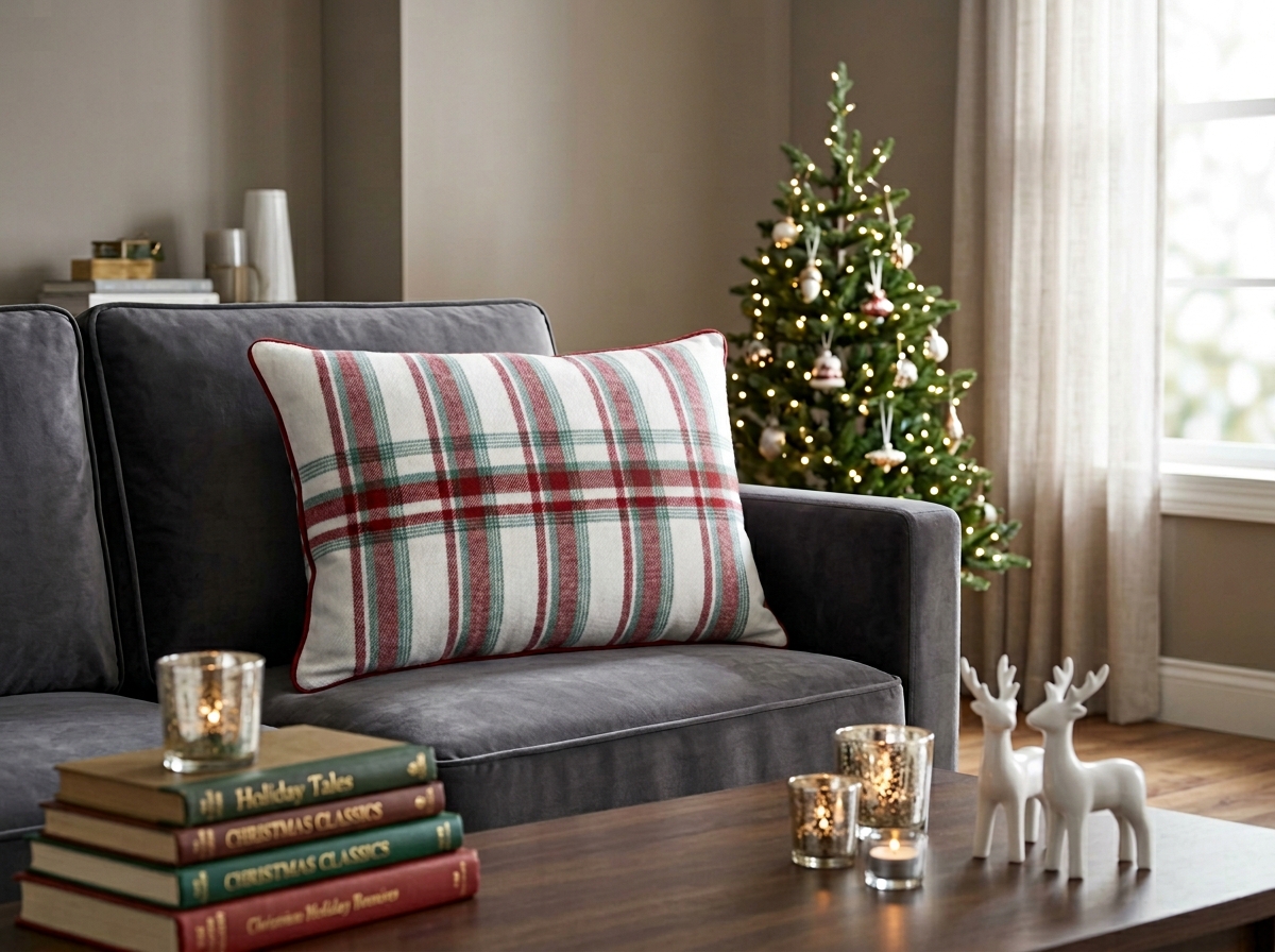 AH-XM-008 Christmas Tartan Lumbar Cushion