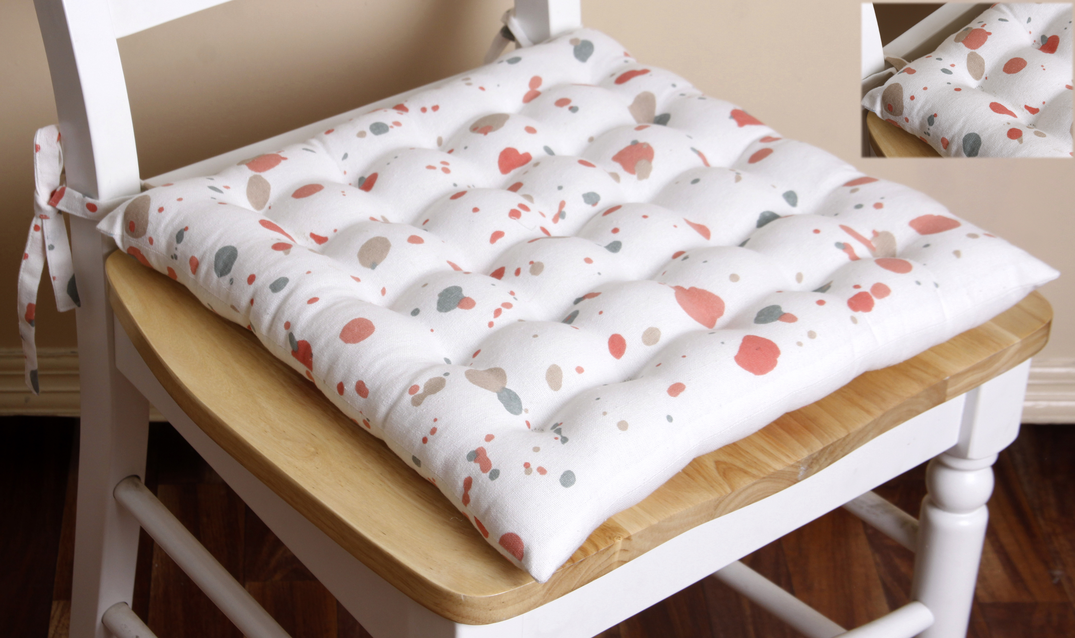 AH-KD-CP-002 Coral Terrazzo Scatter Print Chair Pad