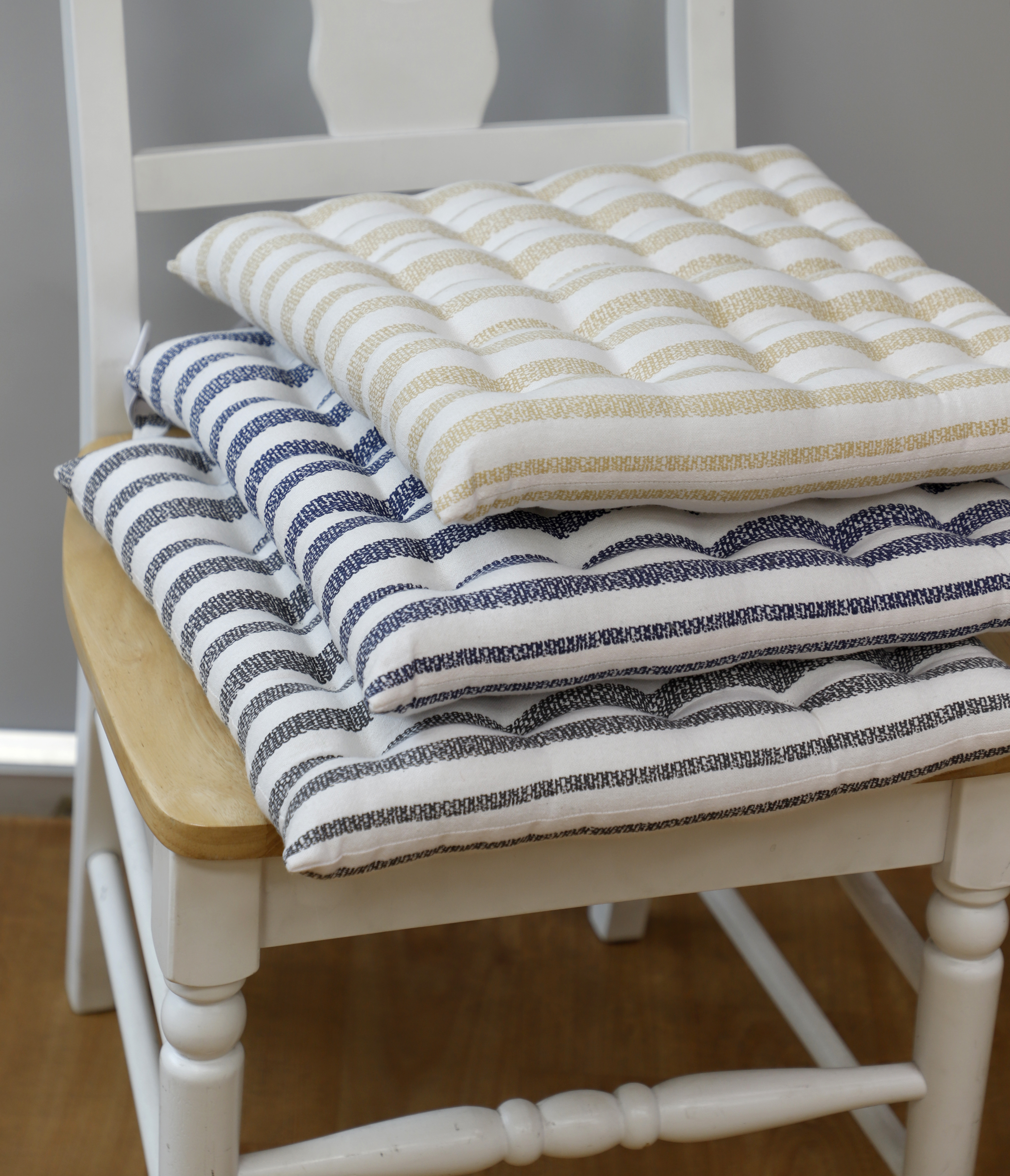 AH-KD-CP-004 Mustard Ticking Stripe Chair Pad
