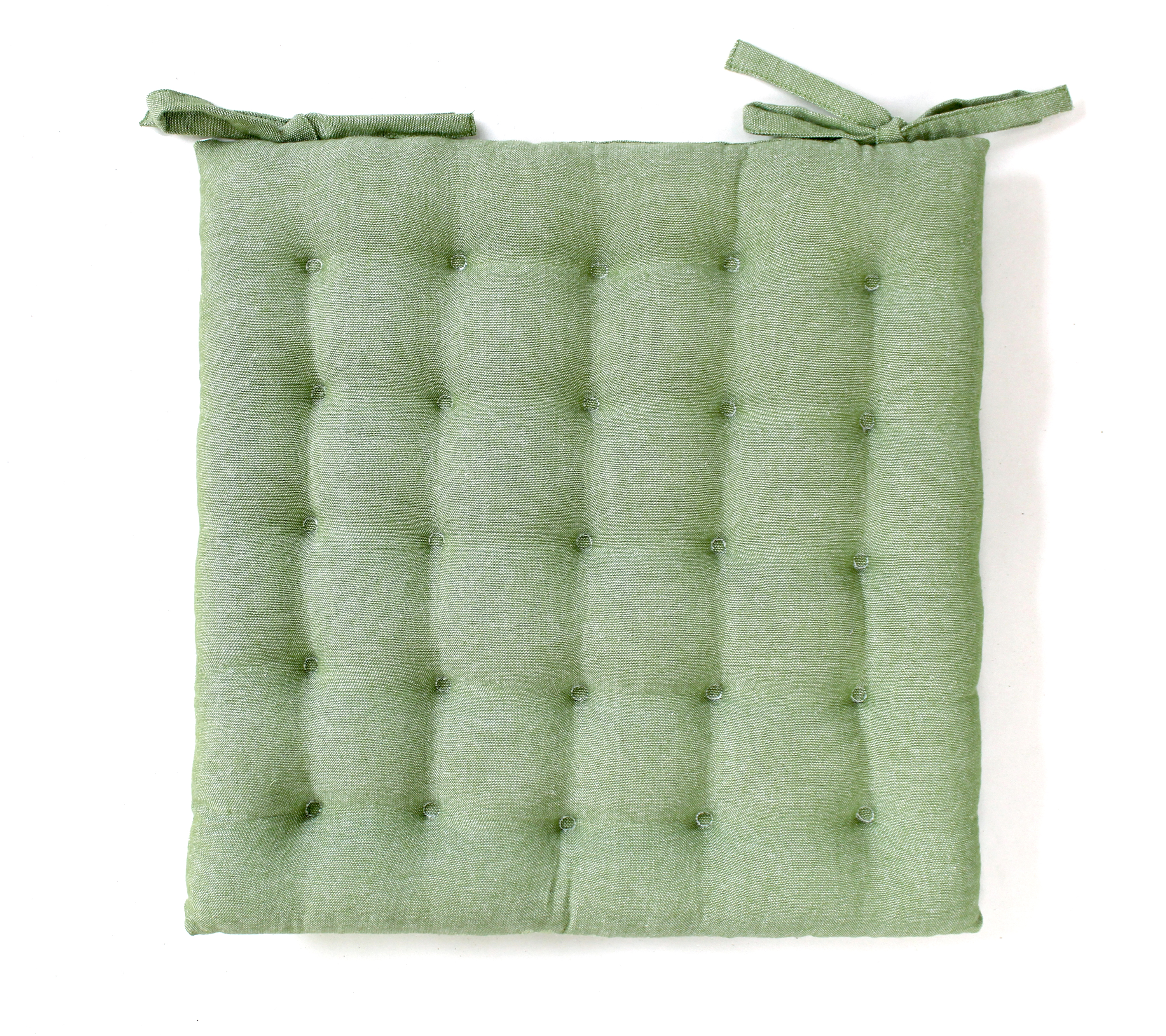 AH-KD-CP-007 Sage Green Solid Cotton Chair Pad with Ties