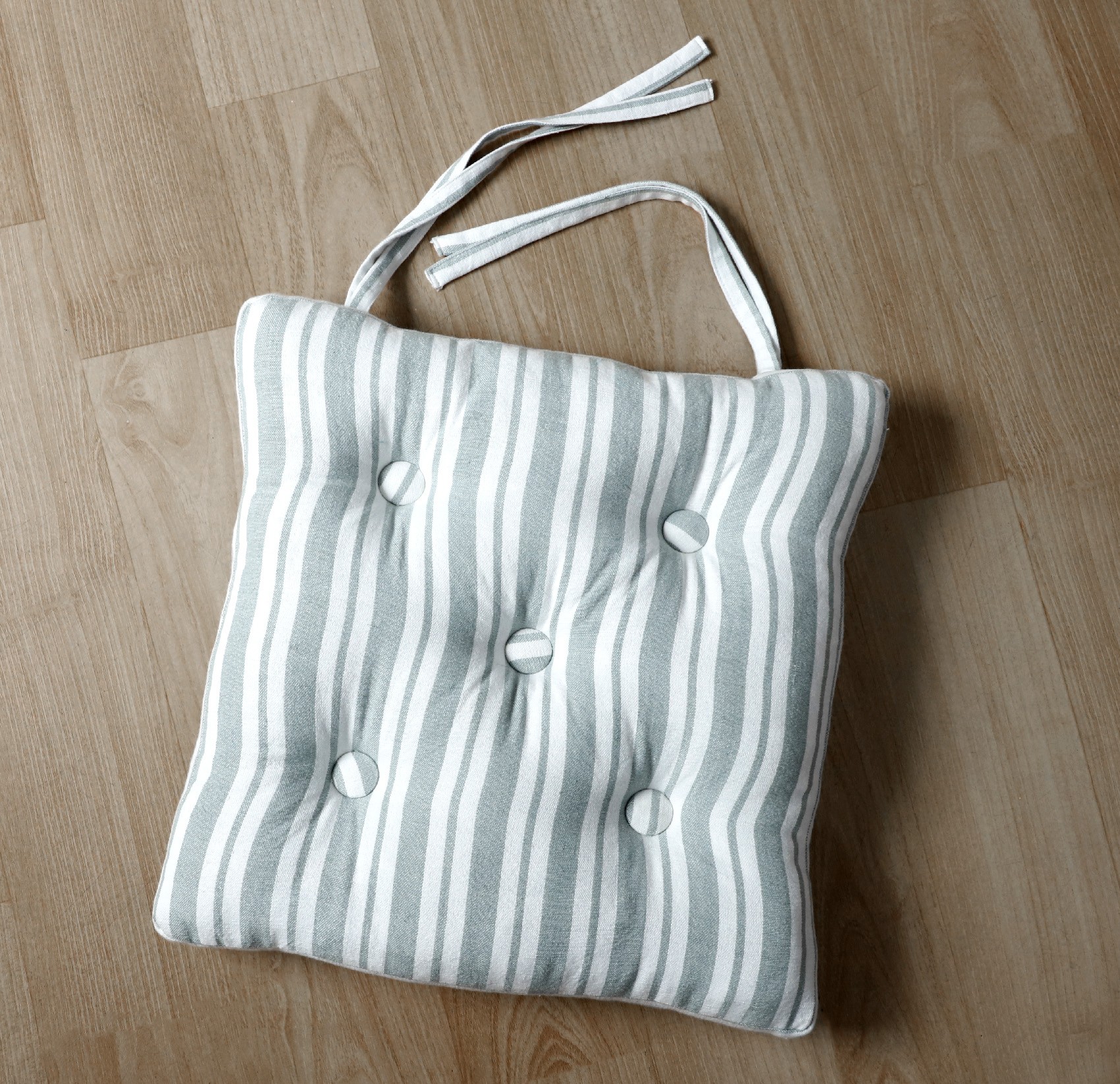 AH-KD-CP-008 Sage Pinstripe Buttoned Chair Pad