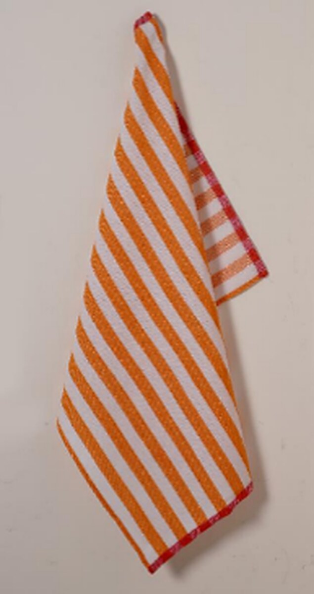 AH-KD-KT-006 Orange Diagonal Stripe with Red Border Tea Towel