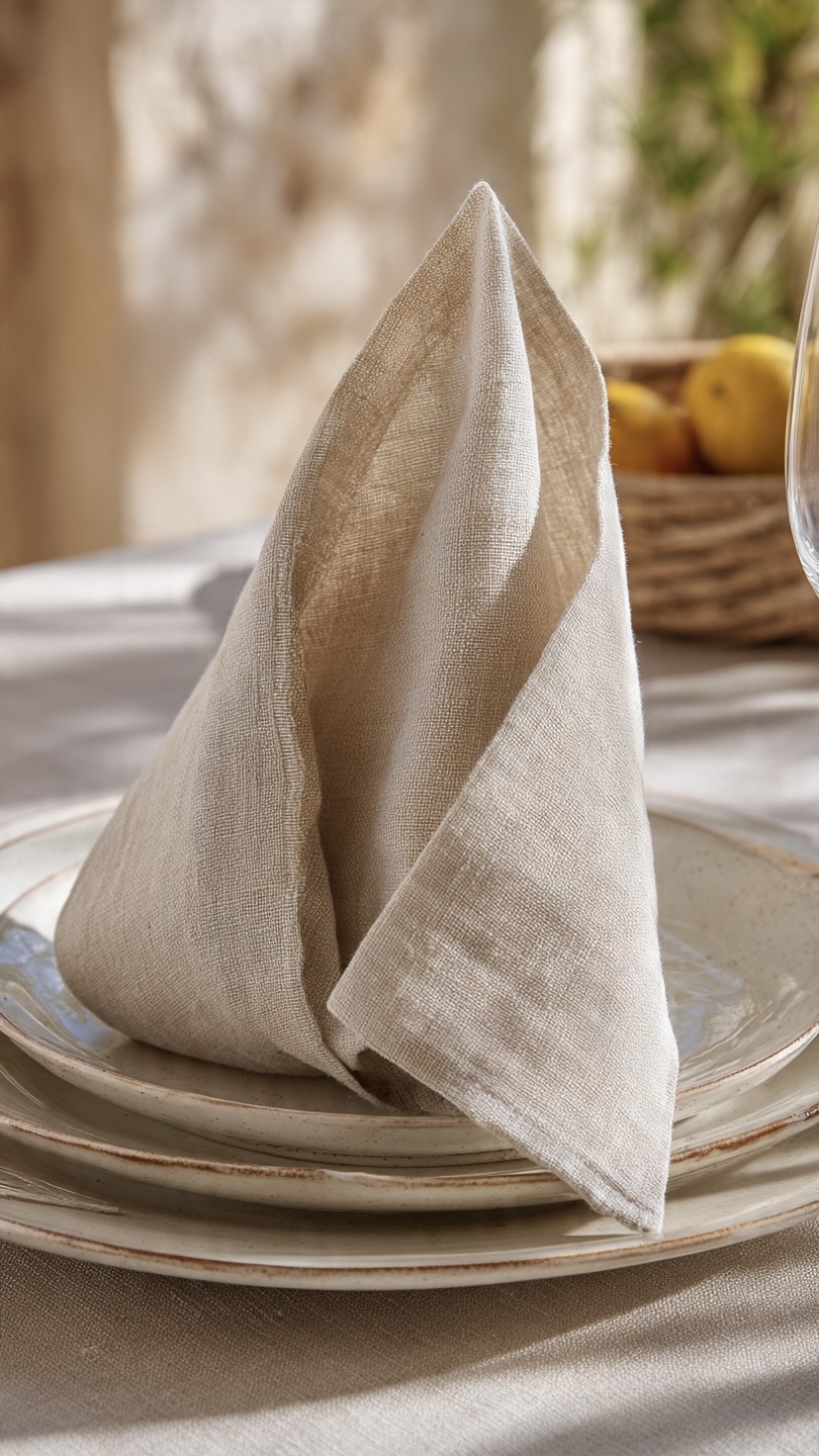 AH-KD-NP-002 Natural Linen Napkin Bishop Fold