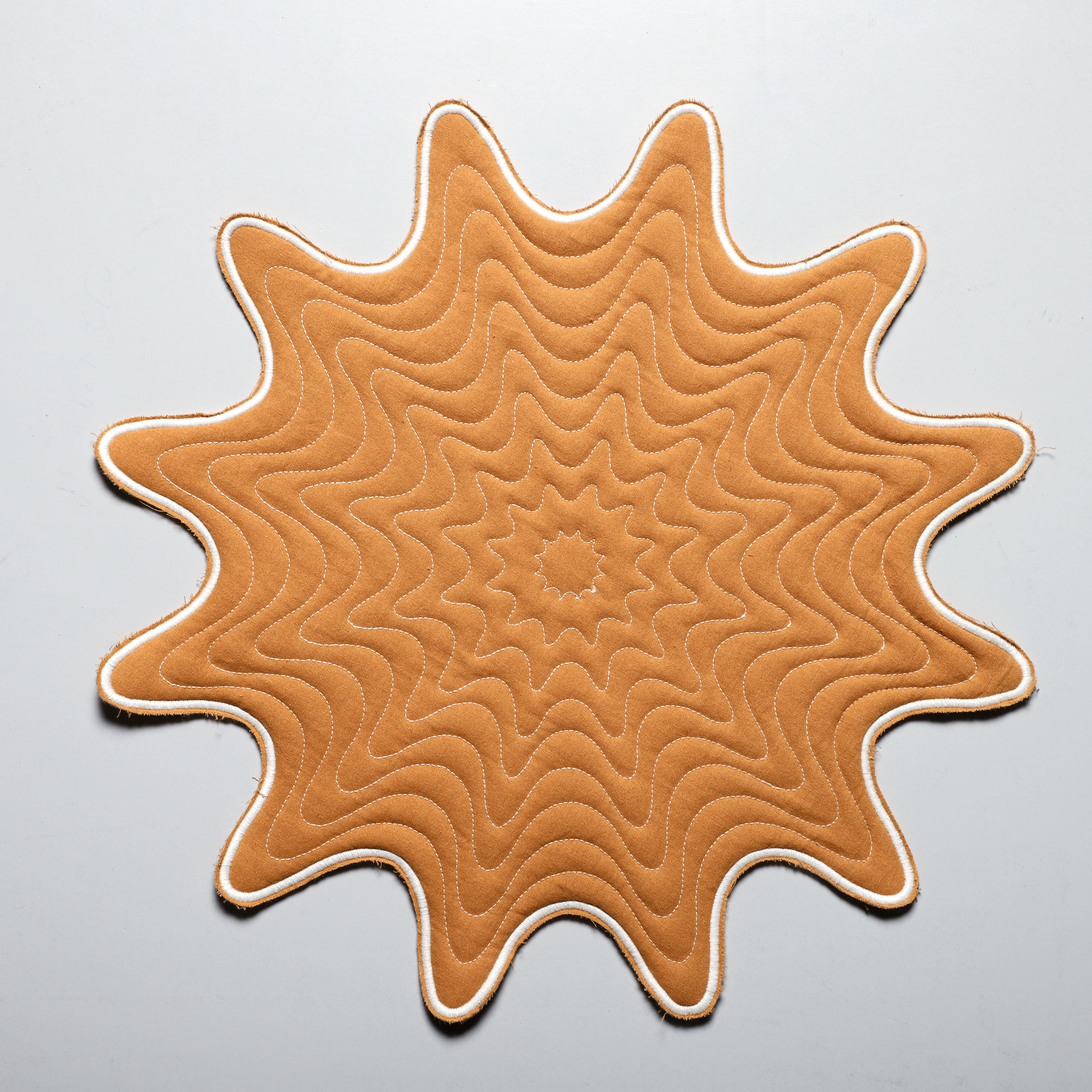 AH-KD-PM-015 Mustard Sunburst Quilted Star Placemat