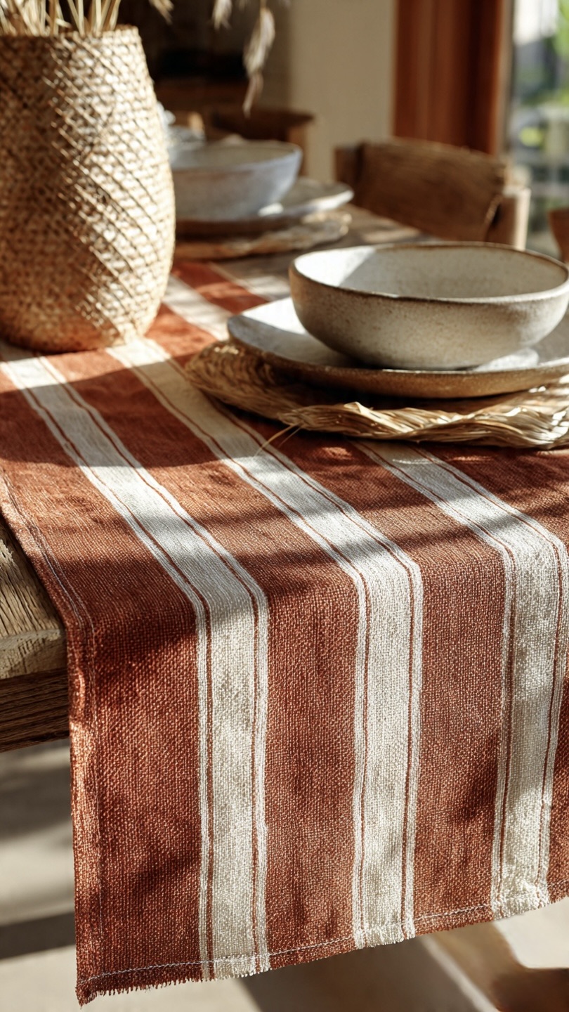 AH-KD-TR-003 Bold Terracotta White Stripe Runner