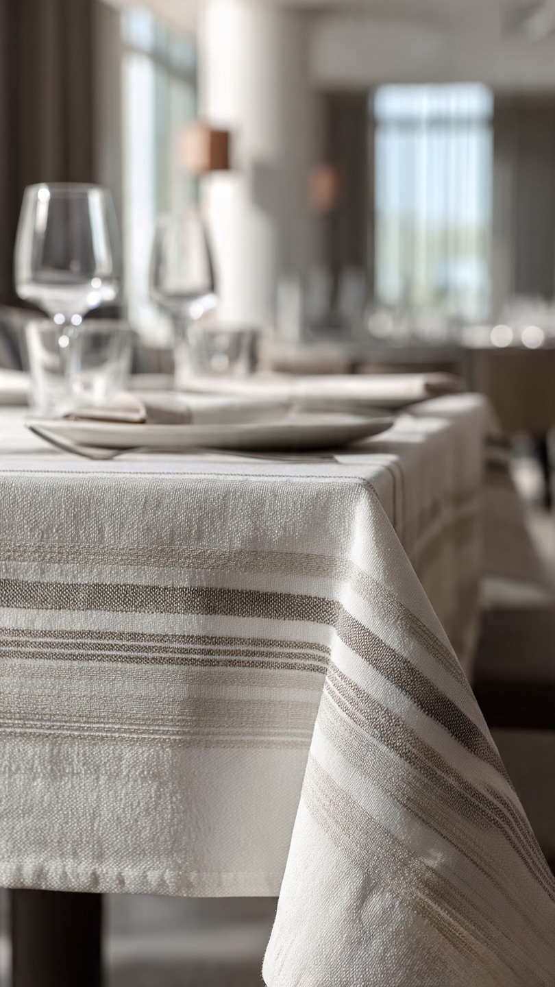 AH-KD-TC-005 White Linen with Silver Stripe Border