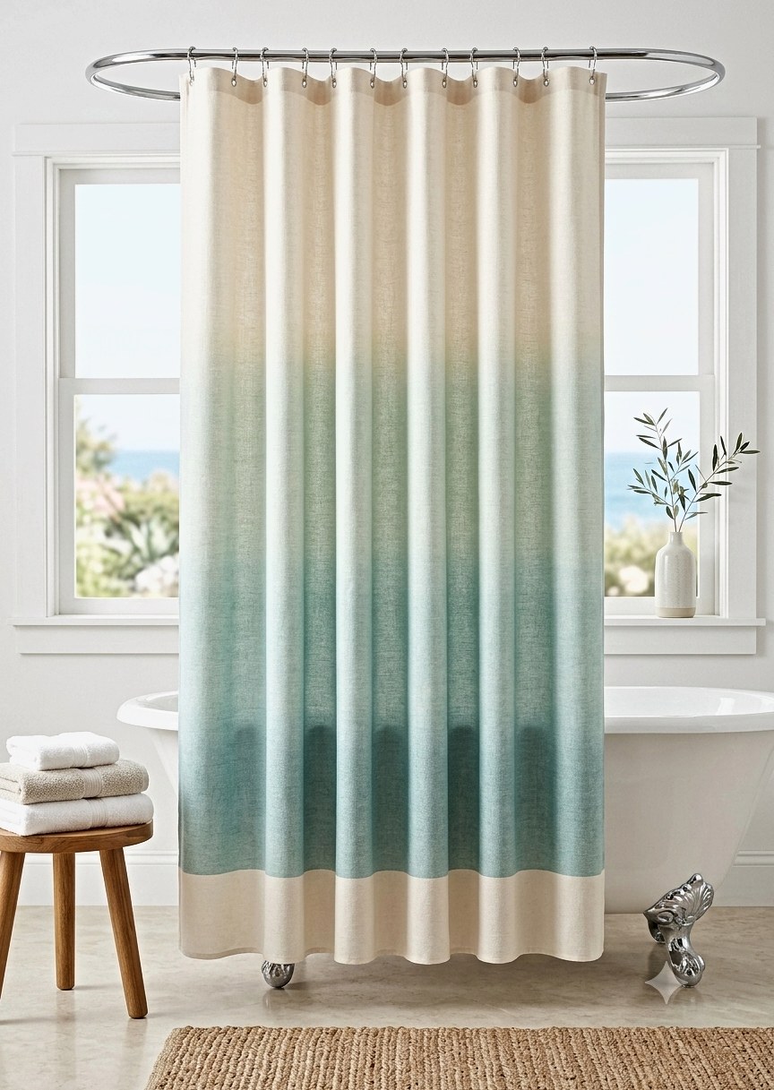 AH-SC-26-08 Ombre Shower Curtain — 100% cotton shower curtain manufactured in India by Abhi Home