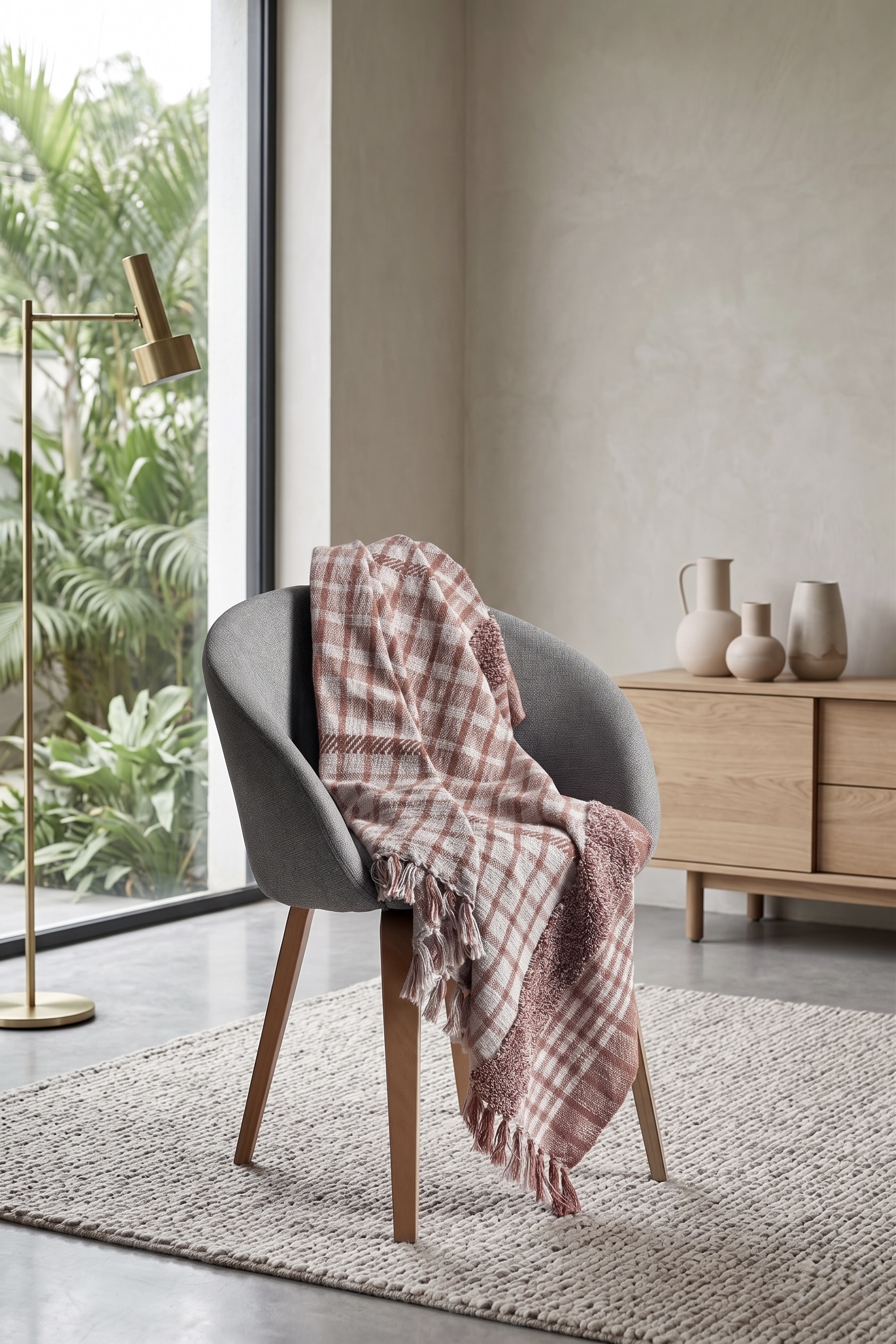 AH-TH-21-46257 Dusty Rose Plaid Throw