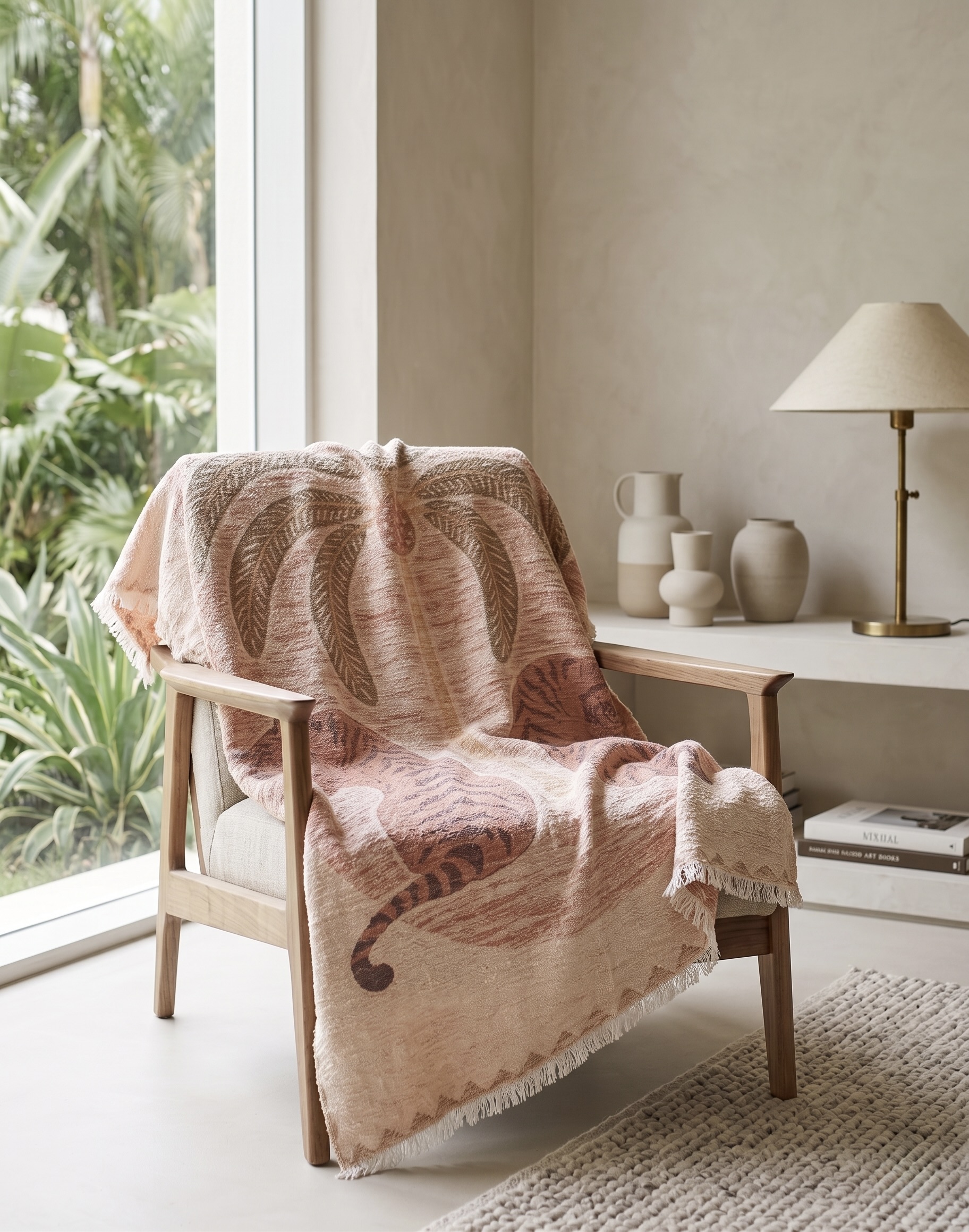 AH-TH-24-1212 Blush Botanical Tiger Print Throw